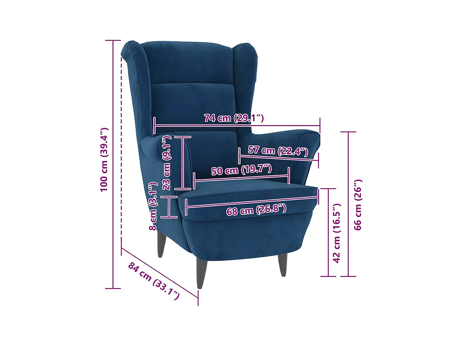 Fauteuil bleu velours