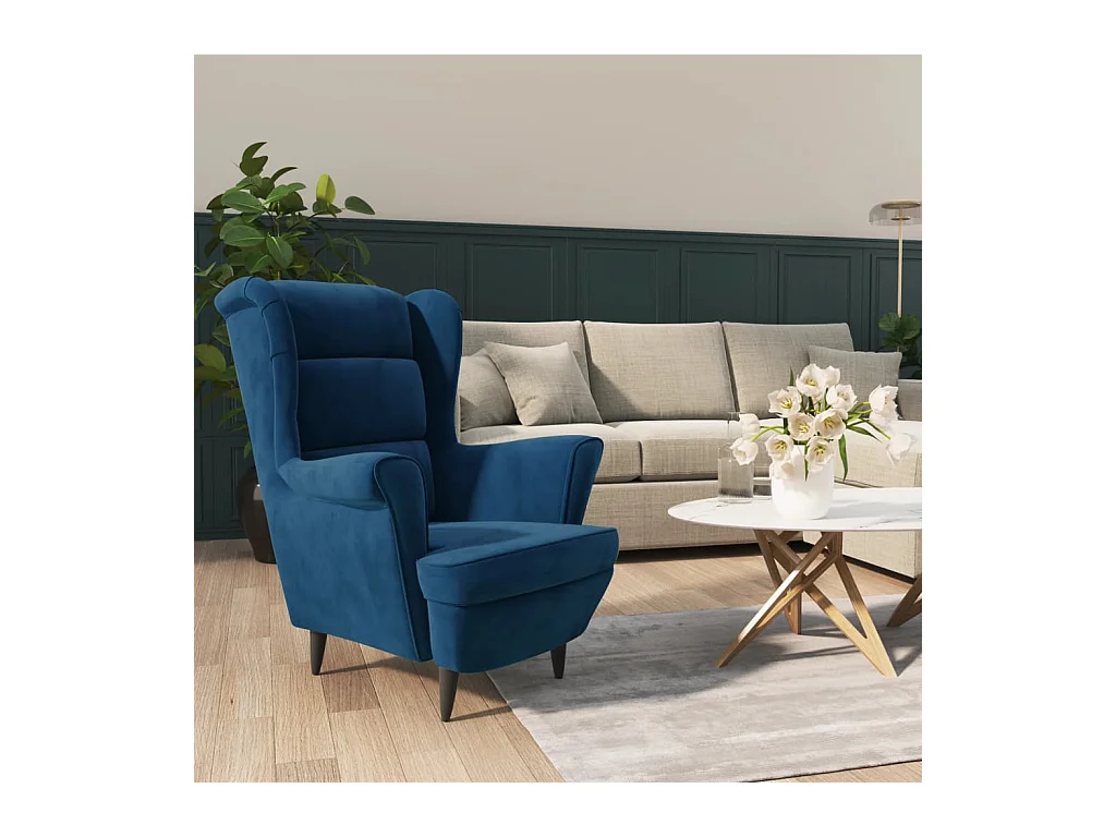 Fauteuil bleu velours