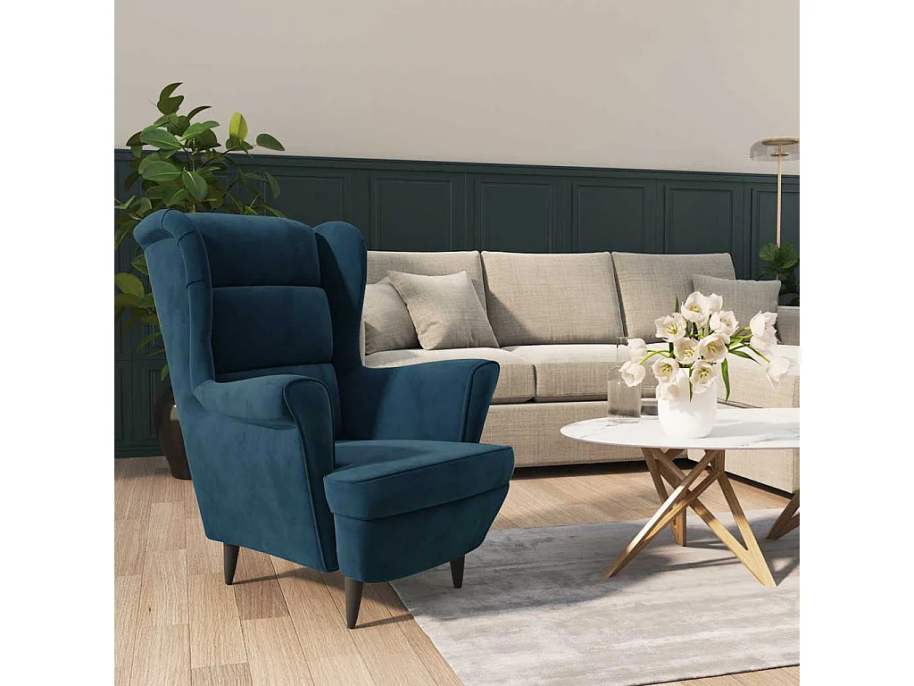 Fauteuil fluweel blauw