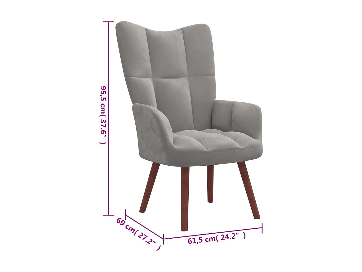 Chaise de relaxation Gris clair Velours