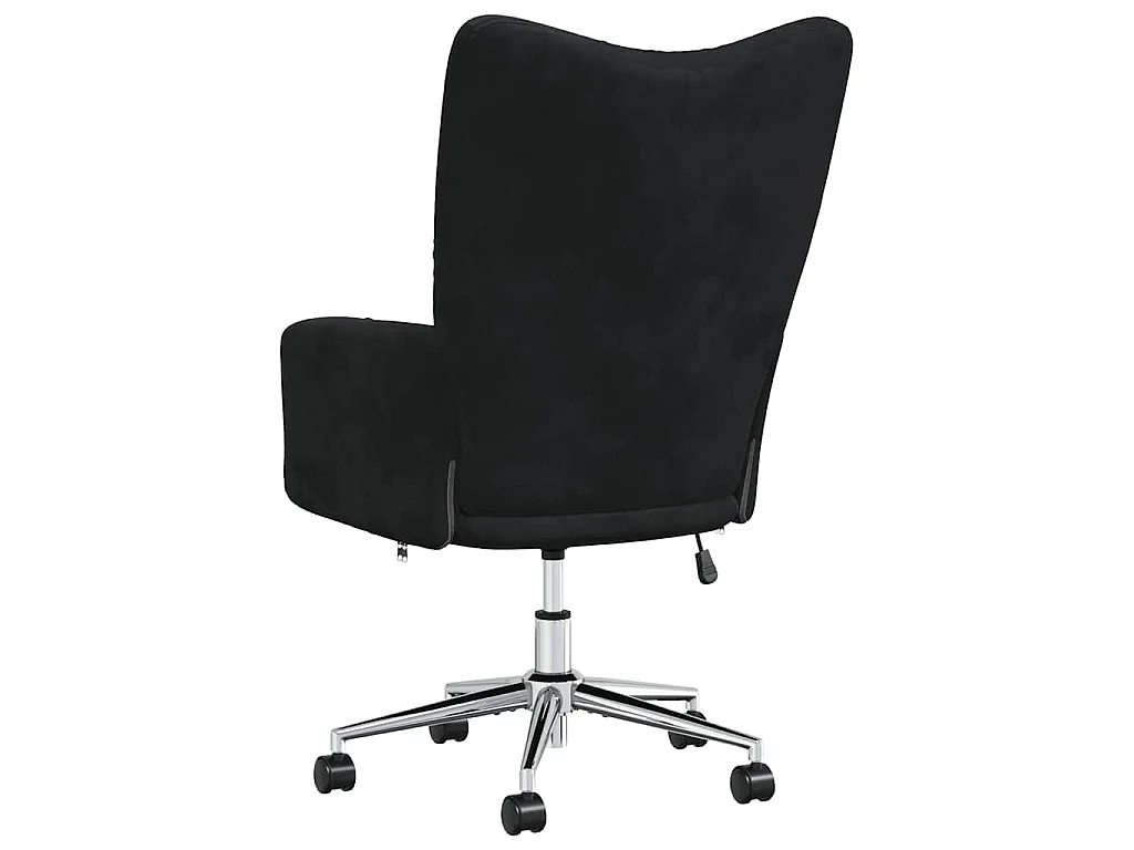 Fotel Relaksacyjny z Obracanym Siedziskiem z Regulacją Wysokości w Czarnym Aksamicie