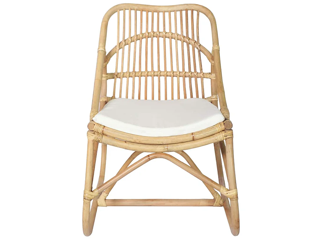 Stoel rattan en linnen