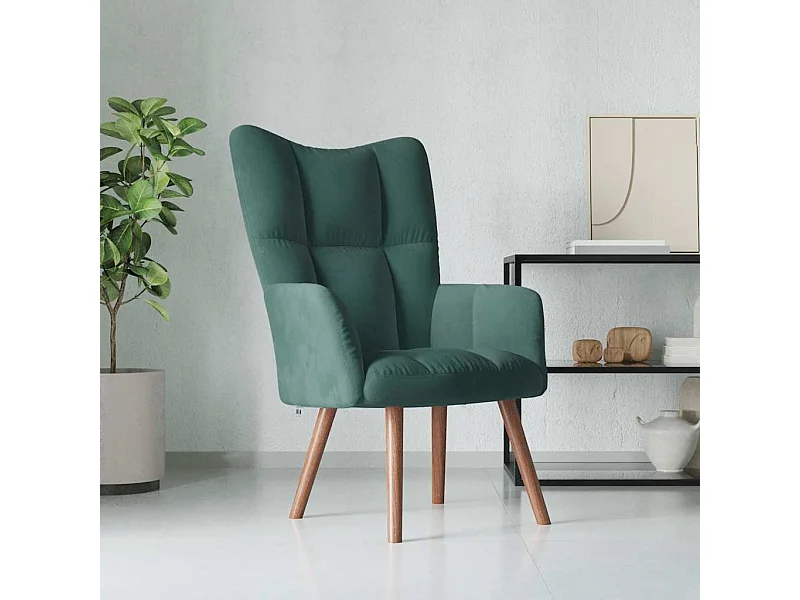 Chaise de relaxation Vert foncé Velours