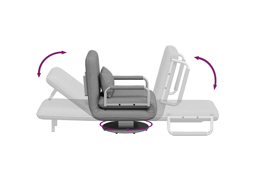 Draaistoel en slaapbank stof lichtgrijs