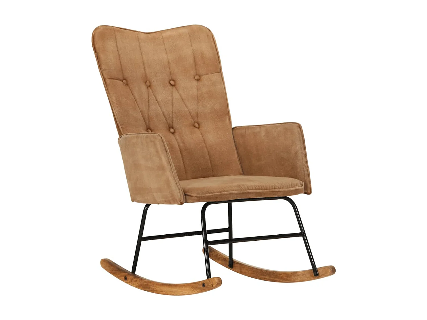 Sedia a Dondolo Marrone in Tela Vintage