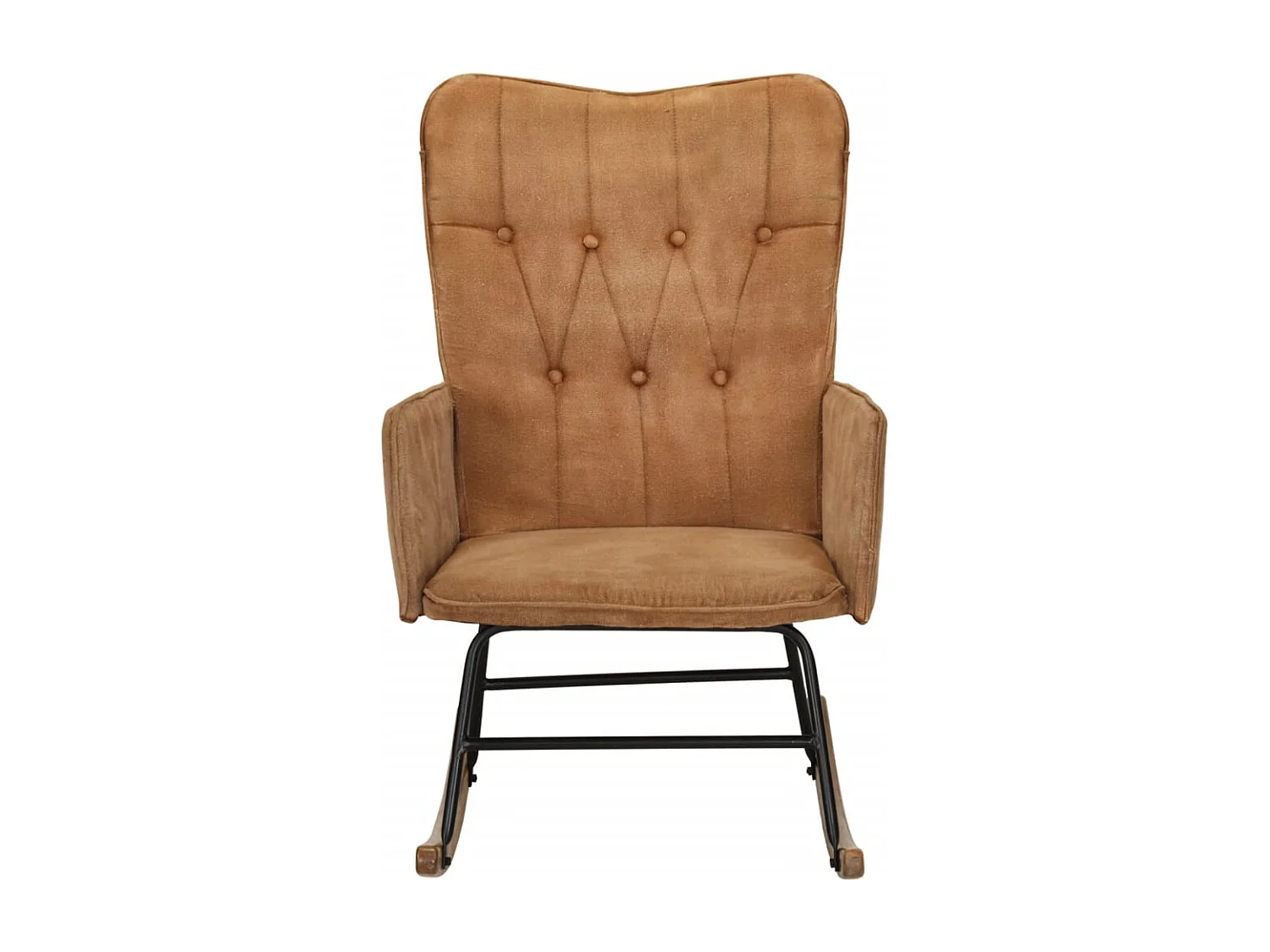 Sedia a Dondolo Marrone in Tela Vintage