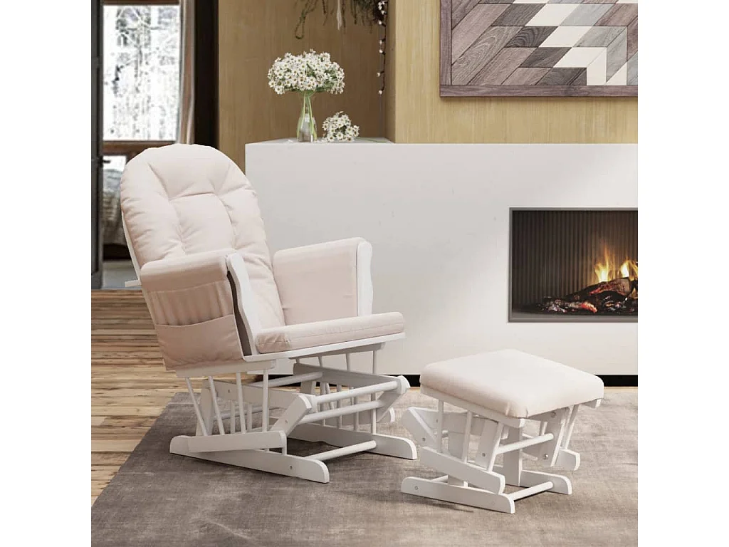 Schaukelsessel mit Hocker Gleitend Hellrosa Stoff