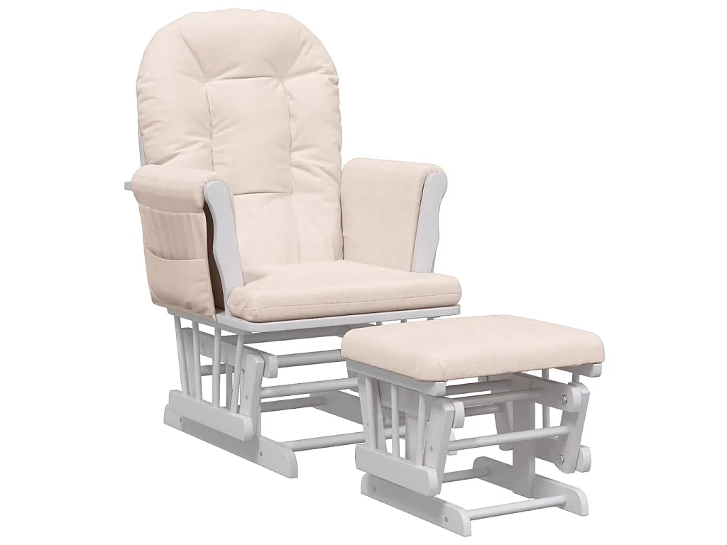 Sillón de lactancia con taburete tela gris claro