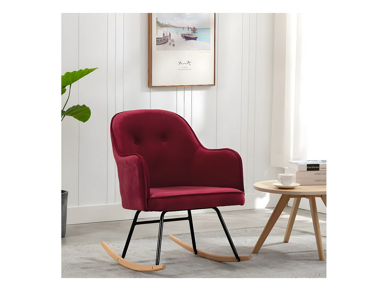Chaise à bascule Rouge bordeaux Velours