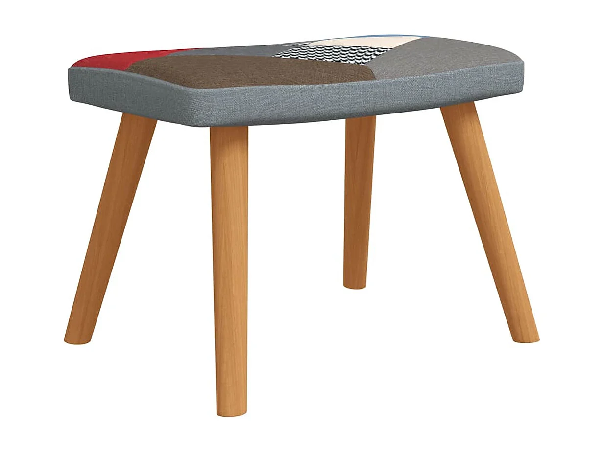 Sedia a Dondolo con Poggiapiedi in Tessuto Patchwork