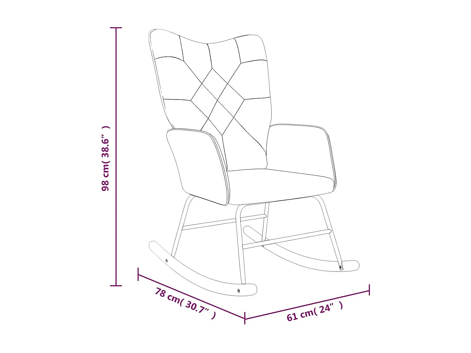 Chaise à bascule avec tabouret Patchwork Tissu