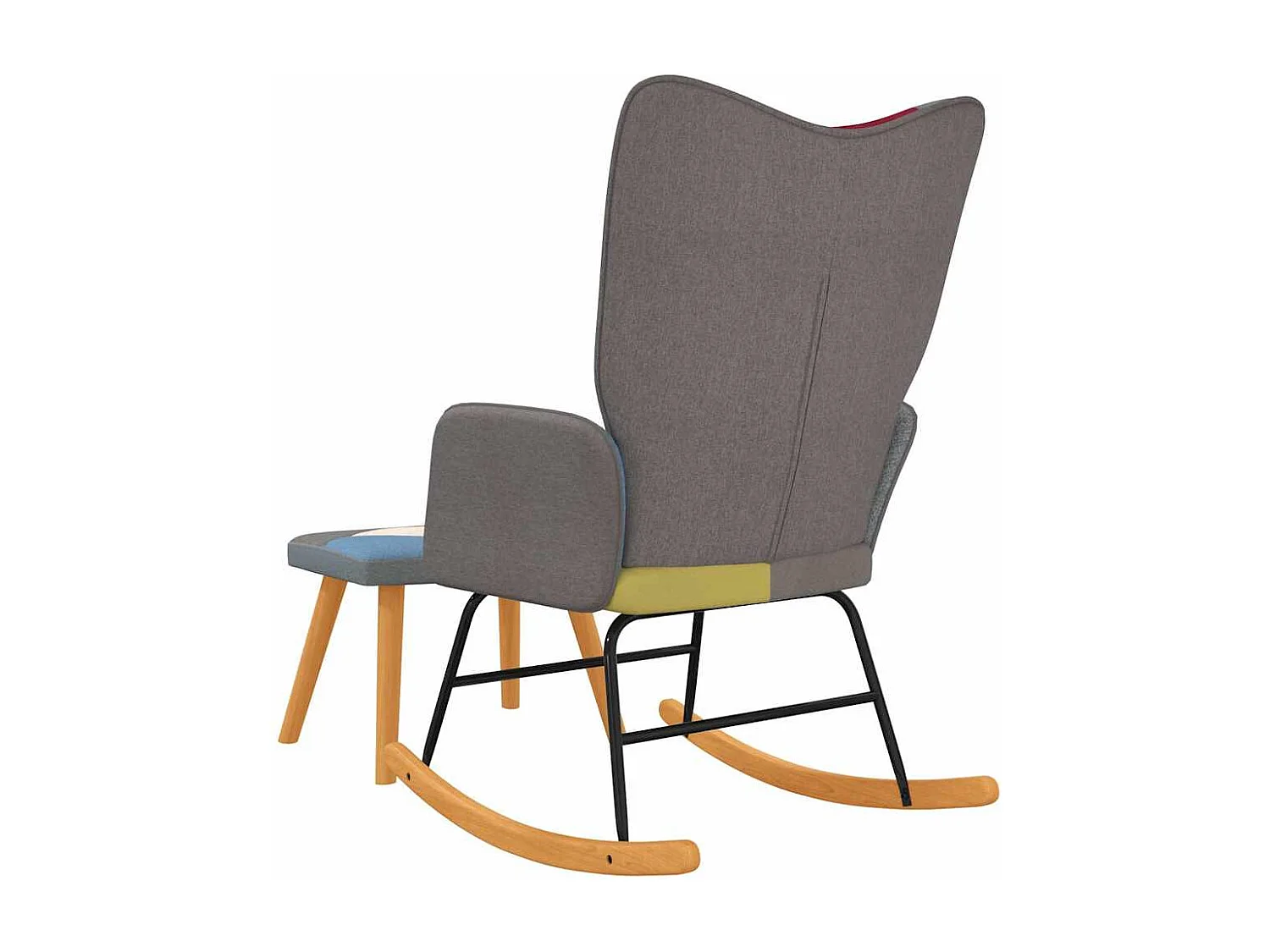 Chaise à bascule avec tabouret Patchwork Tissu