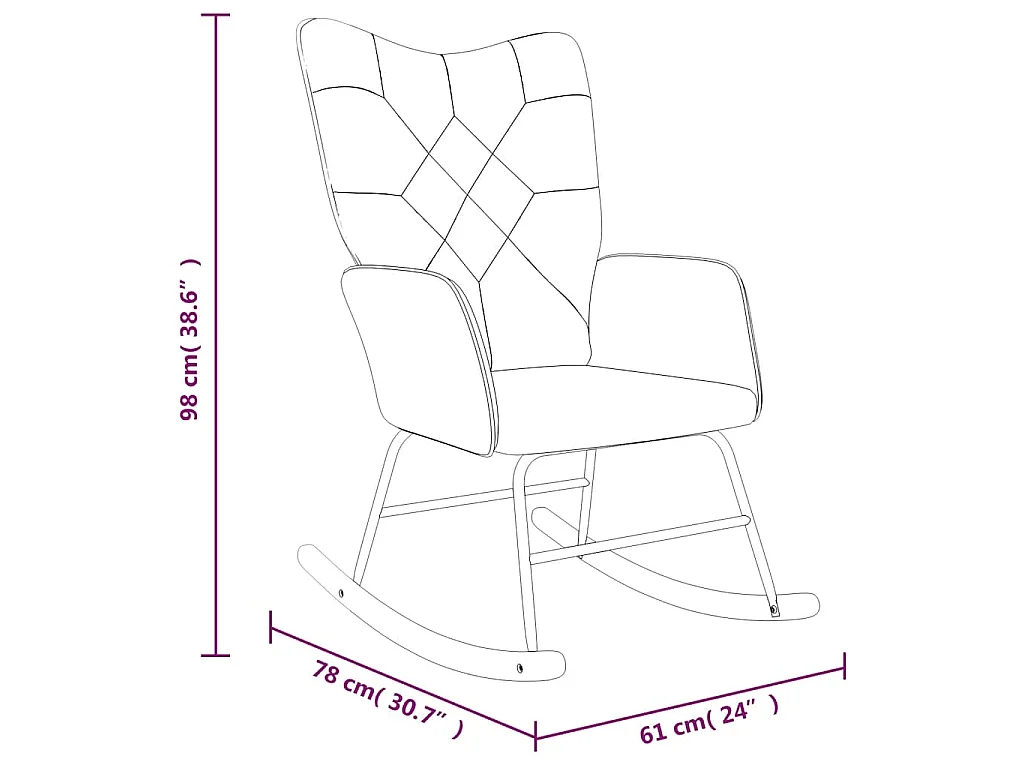 Cadeira de baloiço com banco tecido de retalhos