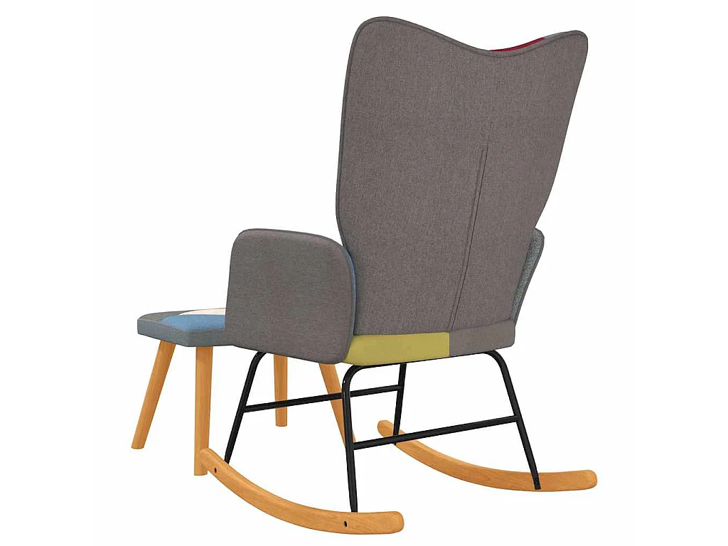 Cadeira de baloiço com banco tecido de retalhos