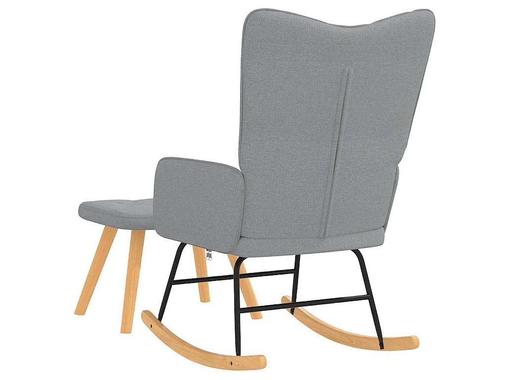 Schaukelsessel mit Hocker Hellgrau Stoff