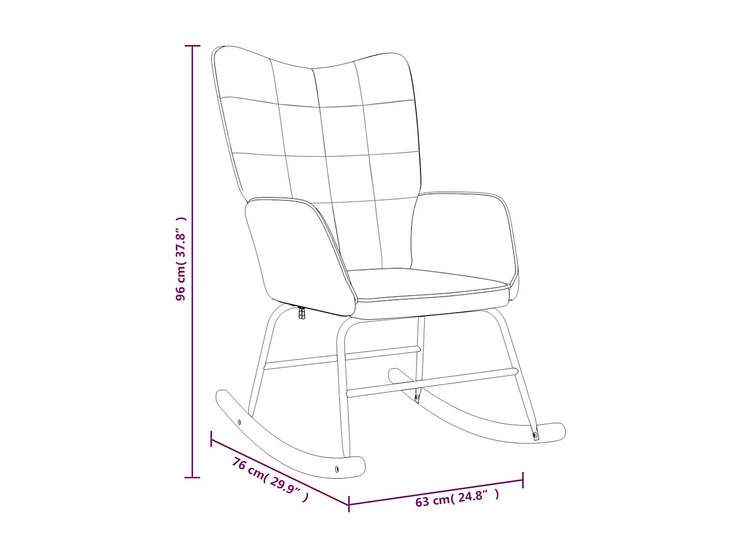 Chaise à bascule avec tabouret Vert Tissu