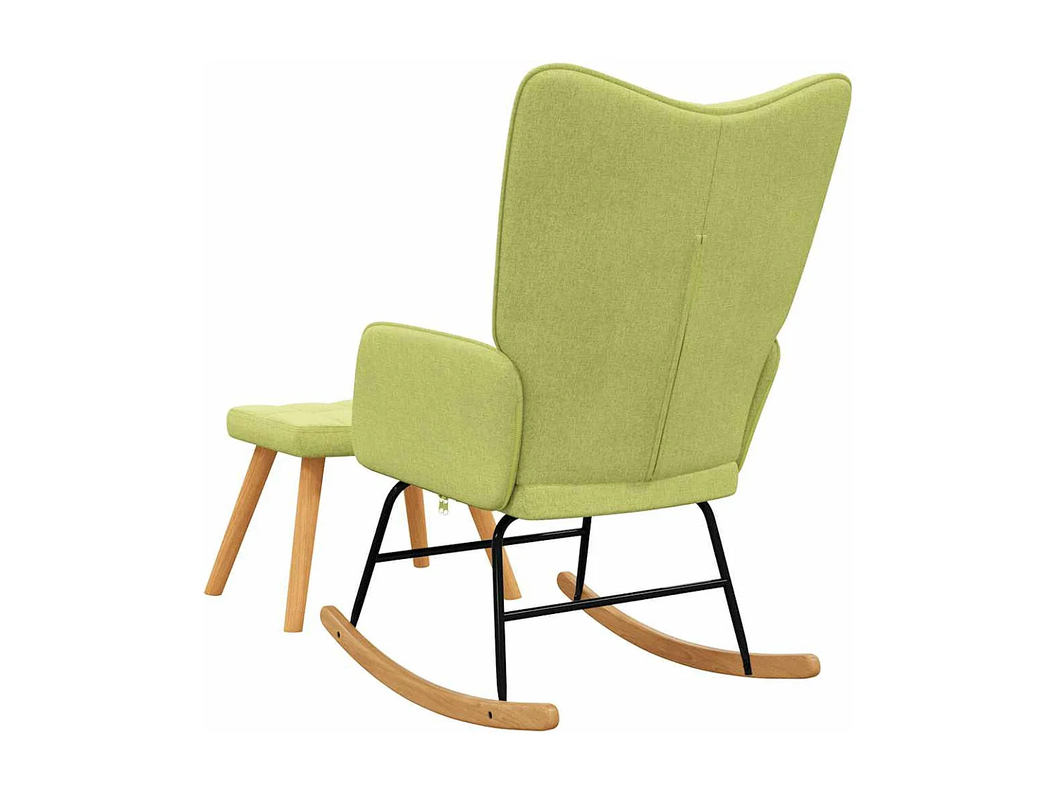 Chaise à bascule avec tabouret Vert Tissu