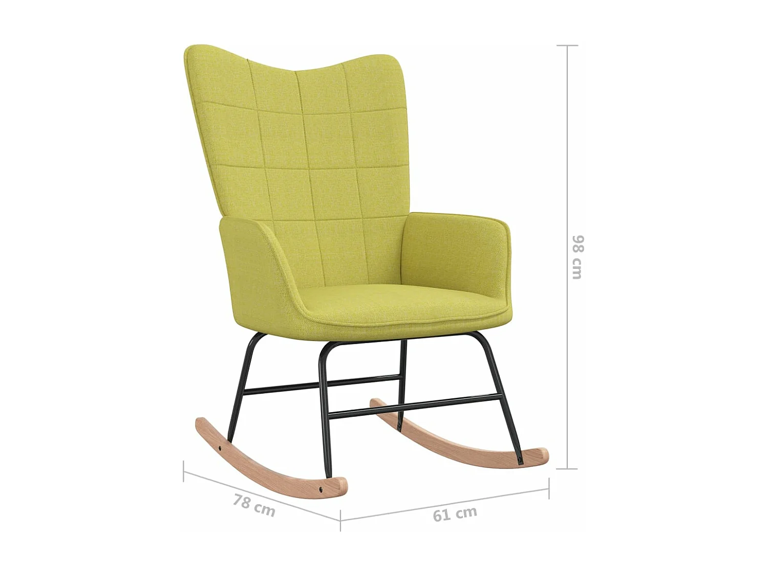 Chaise à bascule avec tabouret Vert Tissu