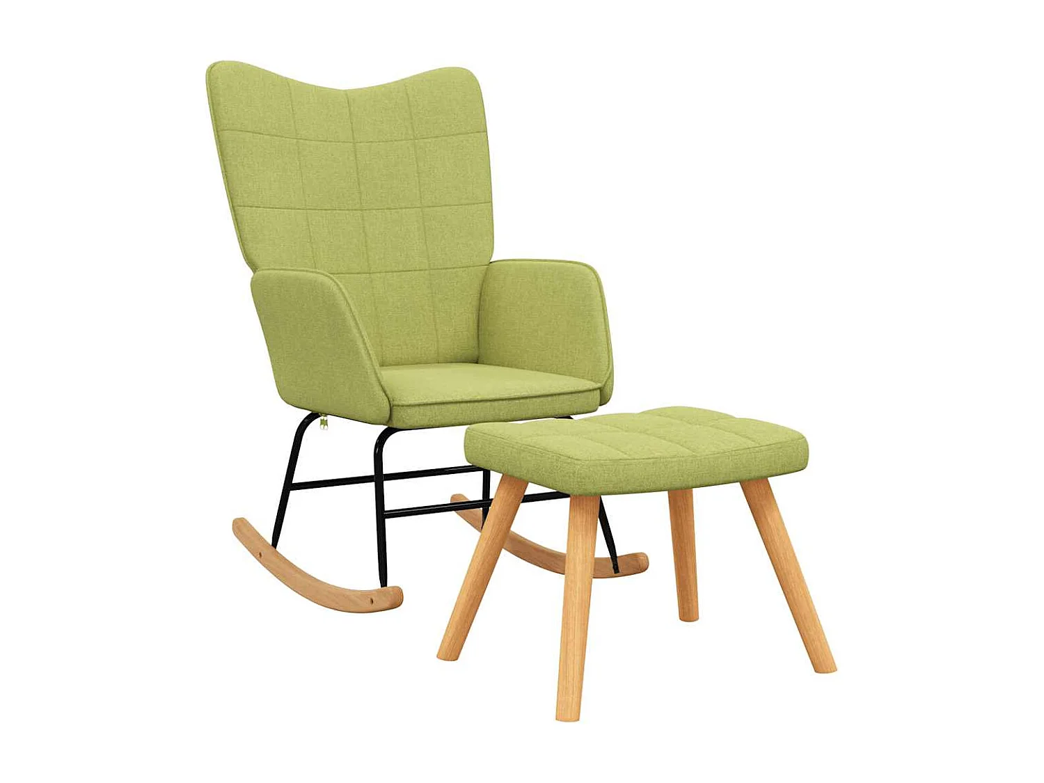 Chaise à bascule avec tabouret Vert Tissu