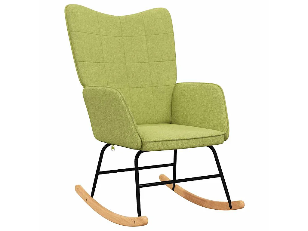 Chaise à bascule avec tabouret Vert Tissu