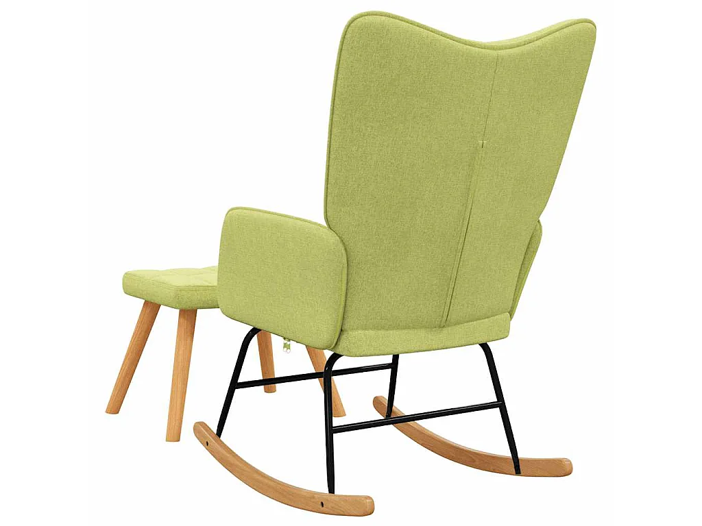 Chaise à bascule avec tabouret Vert Tissu