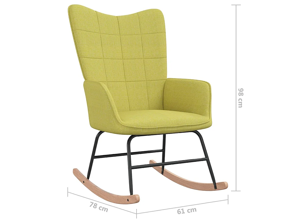 Chaise à bascule avec tabouret Vert Tissu