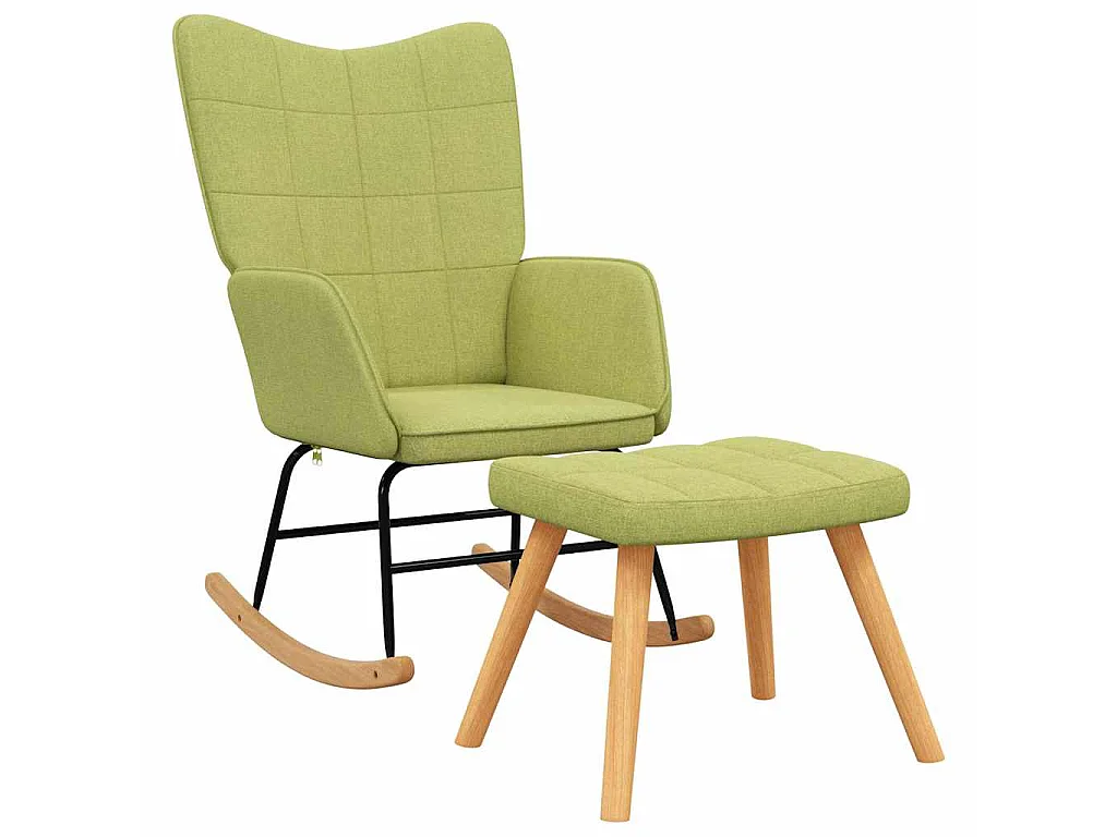 Chaise à bascule avec tabouret Vert Tissu