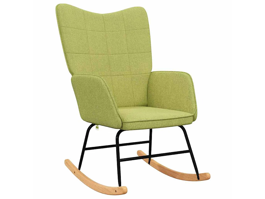 Chaise à bascule avec tabouret Vert Tissu