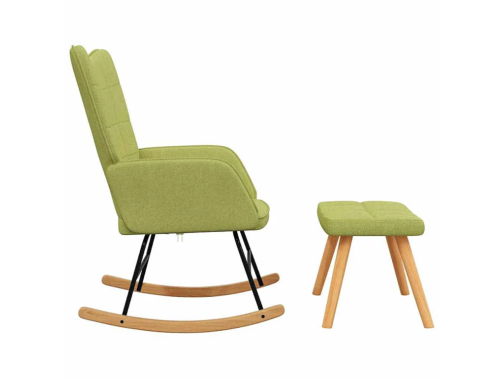 Chaise à bascule avec tabouret Vert Tissu