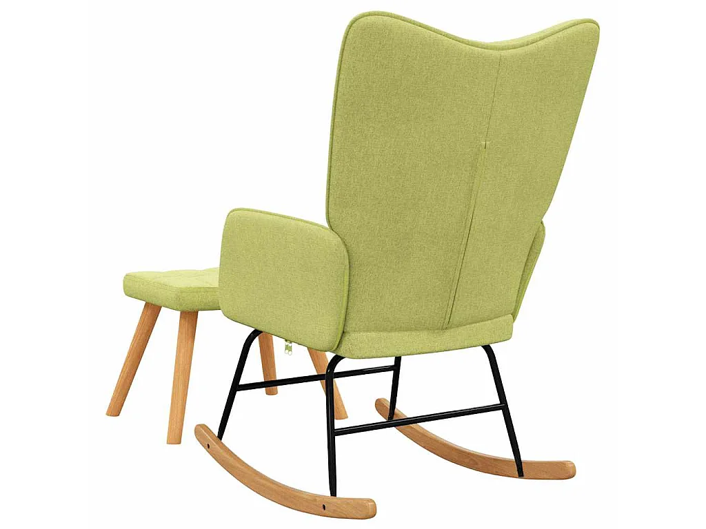Chaise à bascule avec tabouret Vert Tissu