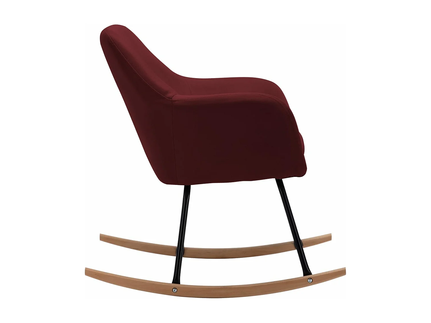 Silla mecedora de tela rojo vino tinto