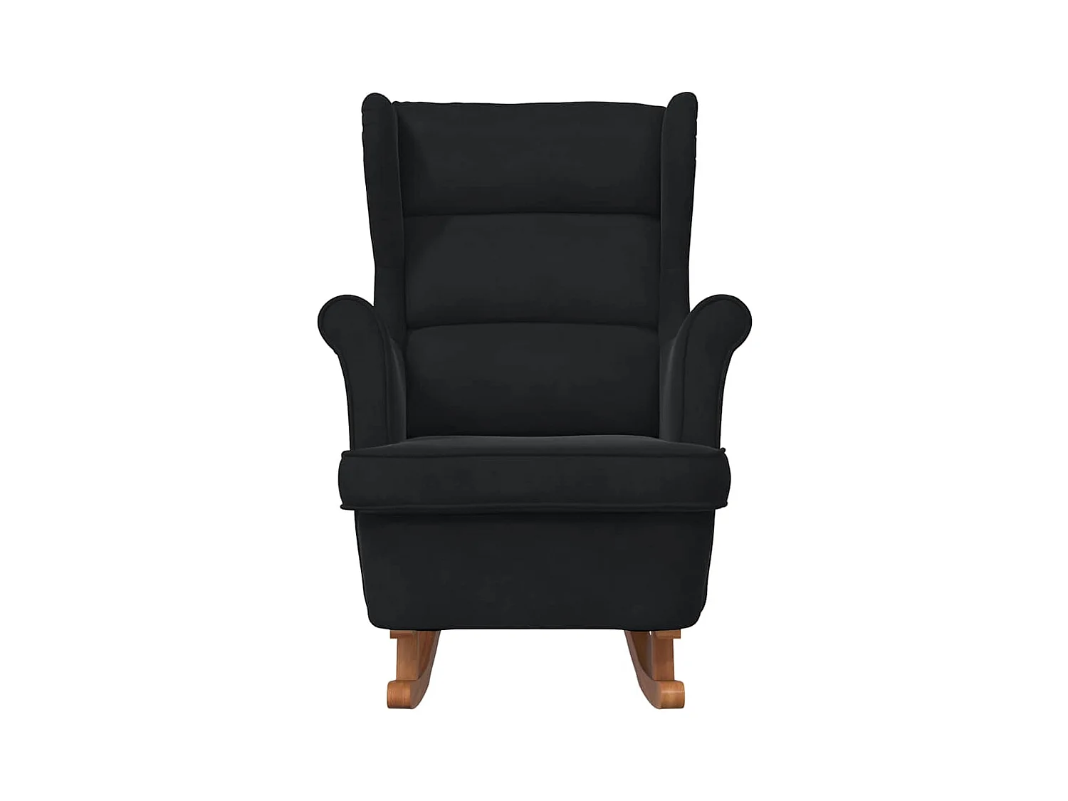 Fauteuil à bascule à oreilles en velours noir bois massif