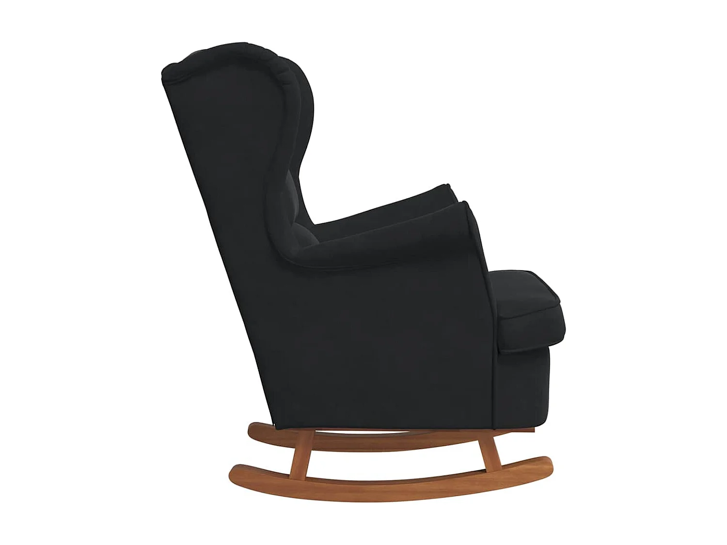 Fauteuil à bascule à oreilles en velours noir bois massif