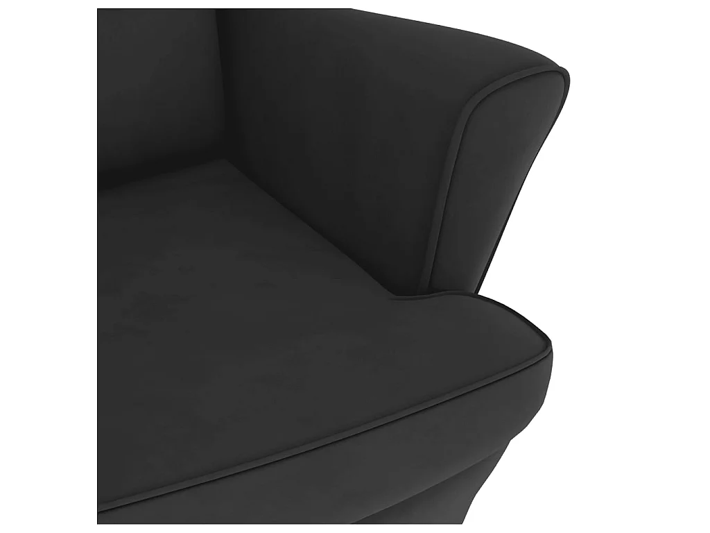 Fauteuil à bascule à oreilles en velours noir bois massif