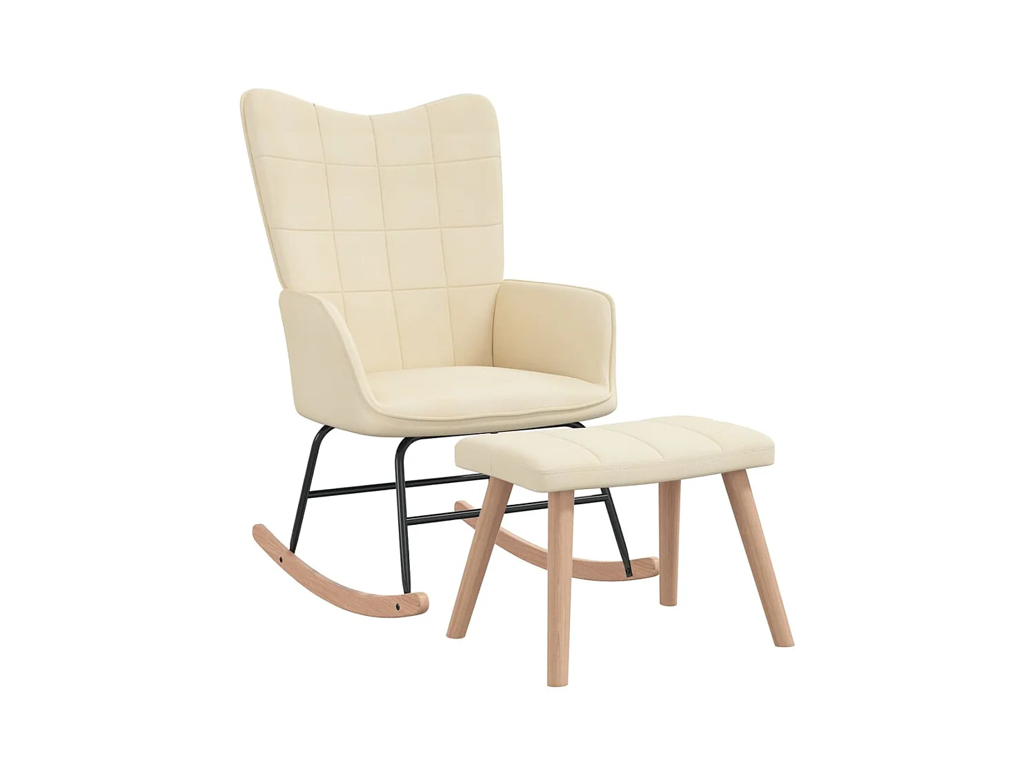 Schaukelsessel mit Hocker Creme Stoff