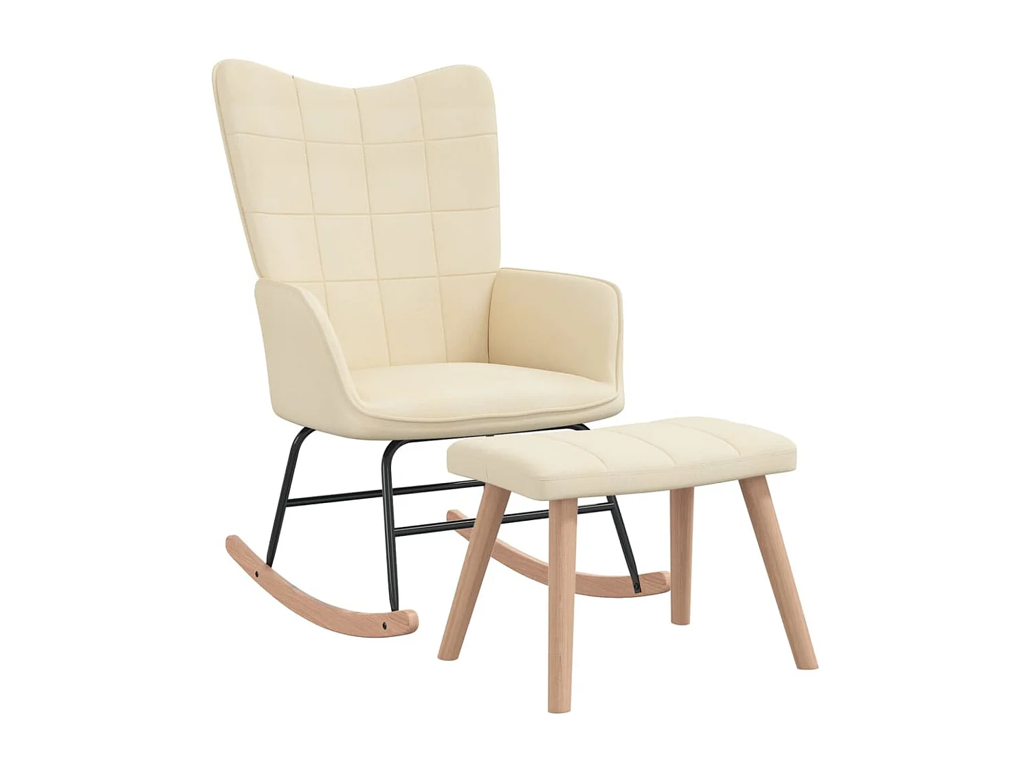 Chaise à bascule avec tabouret Crème Tissu