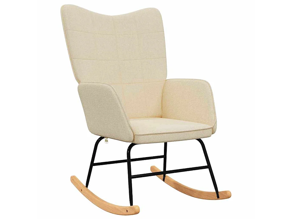 Schommelstoel met voetenbank stof crèmekleurig