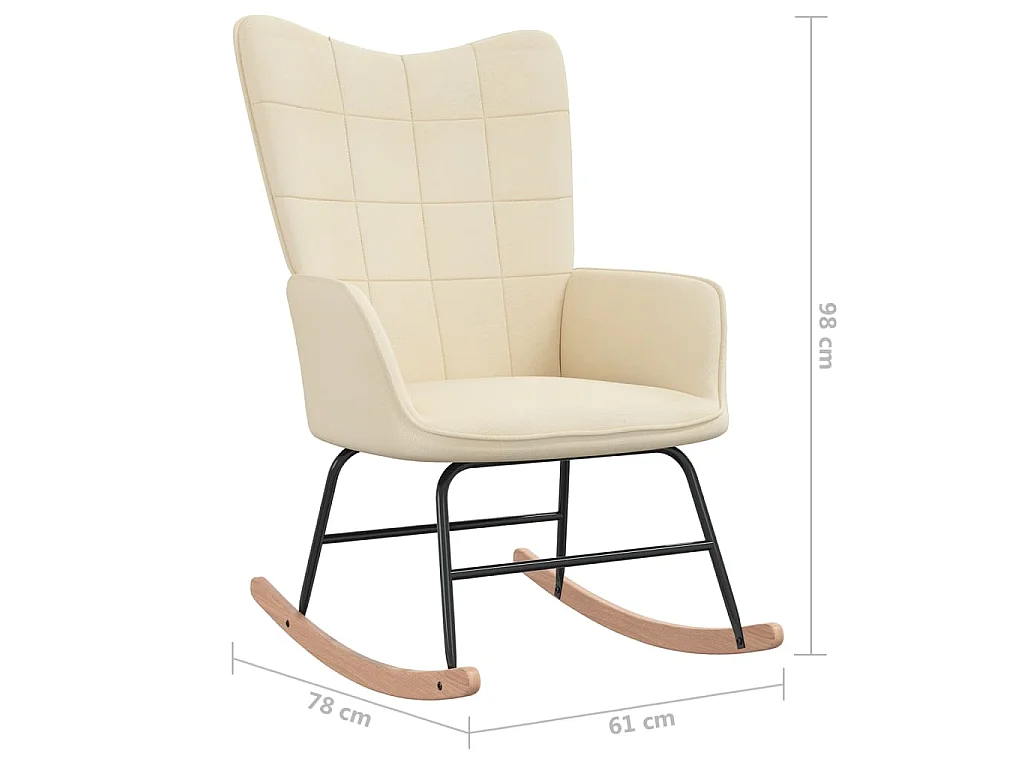 Schommelstoel met voetenbank stof crèmekleurig