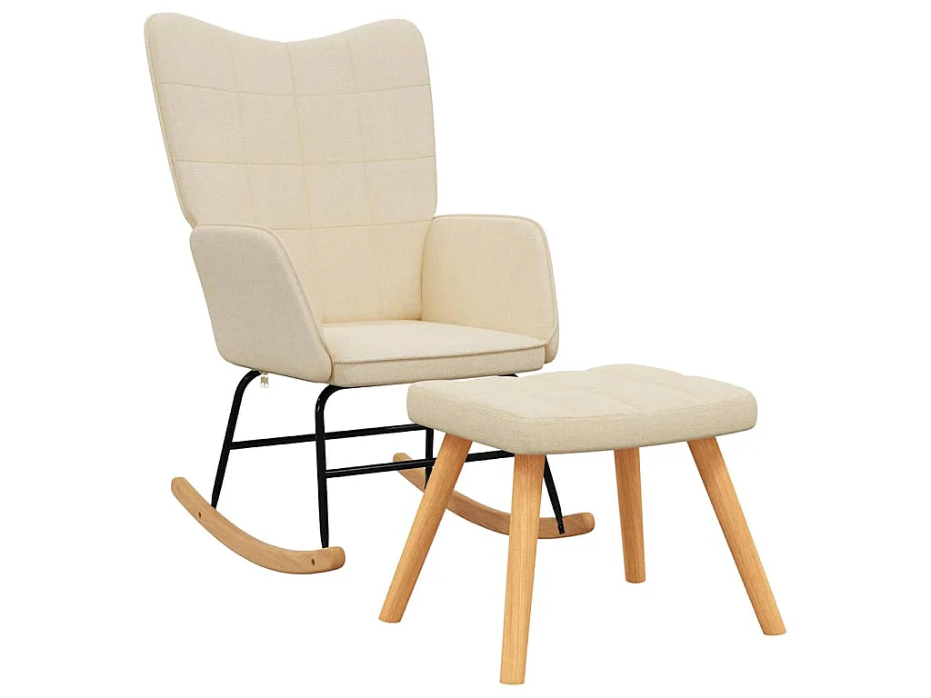 Chaise à bascule avec tabouret Crème Tissu