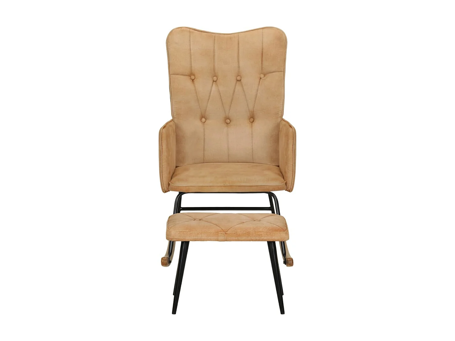 Schommelstoel met voetensteun in vintage stijl canvas crème