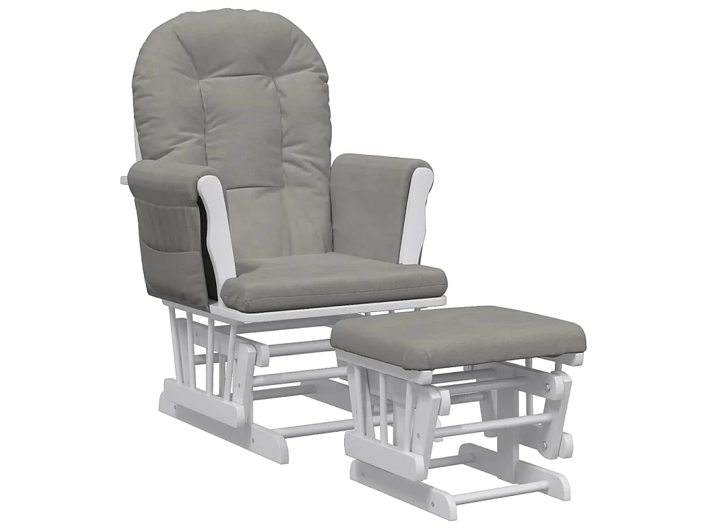 Chaise berçante avec repose-pied Gris clair Tissu