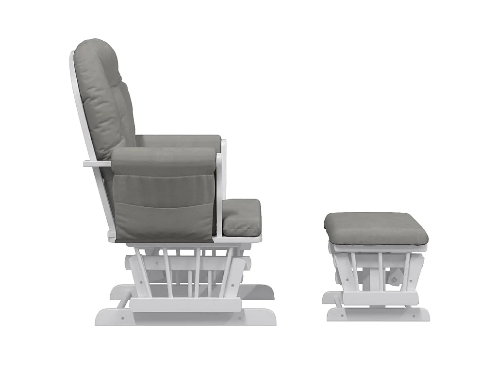 Chaise berçante avec repose-pied Gris clair Tissu
