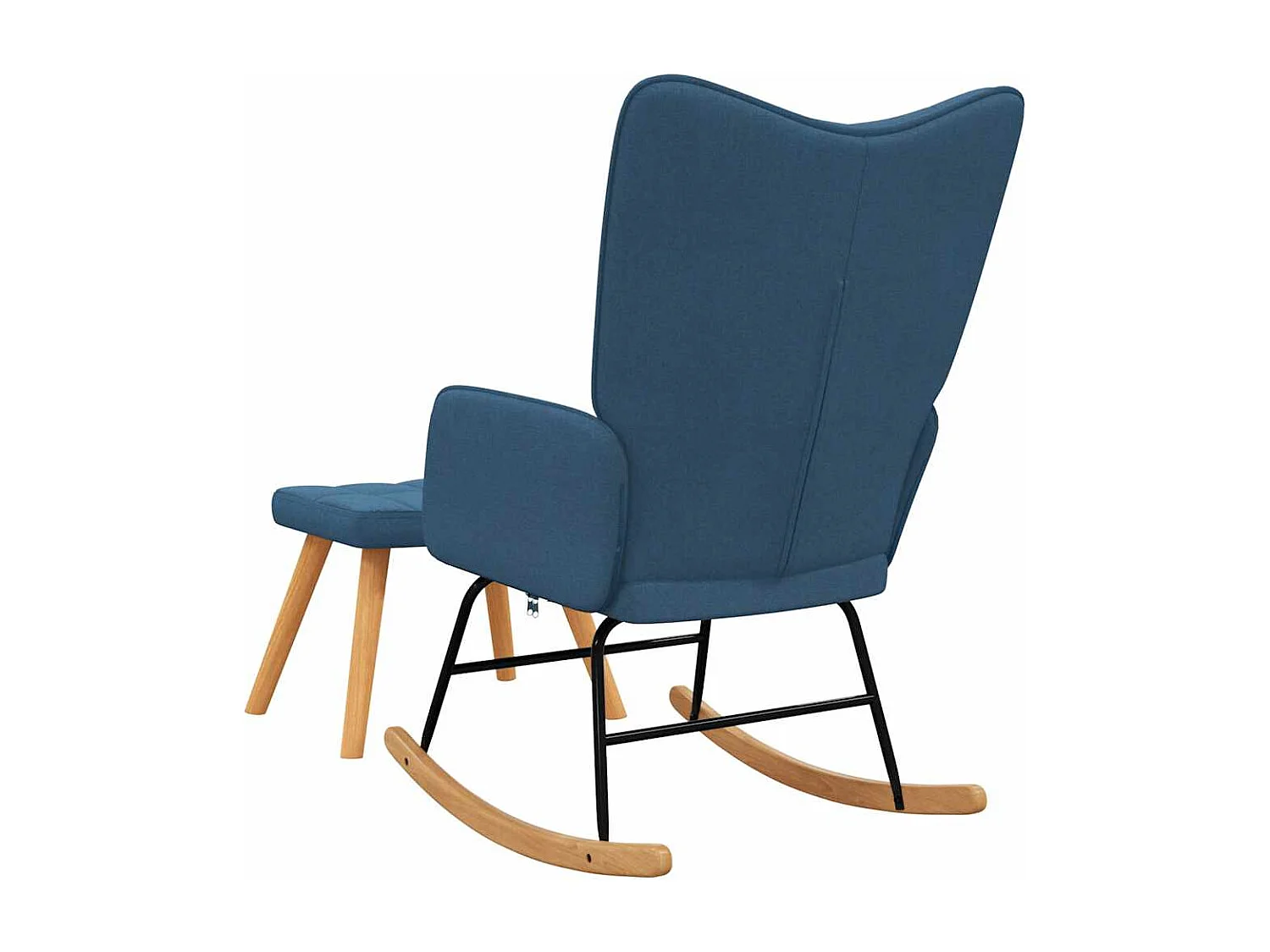 Chaise à bascule avec tabouret Bleu Tissu