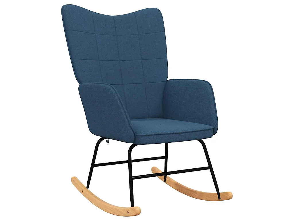 Silla mecedora con reposapiés tela azul
