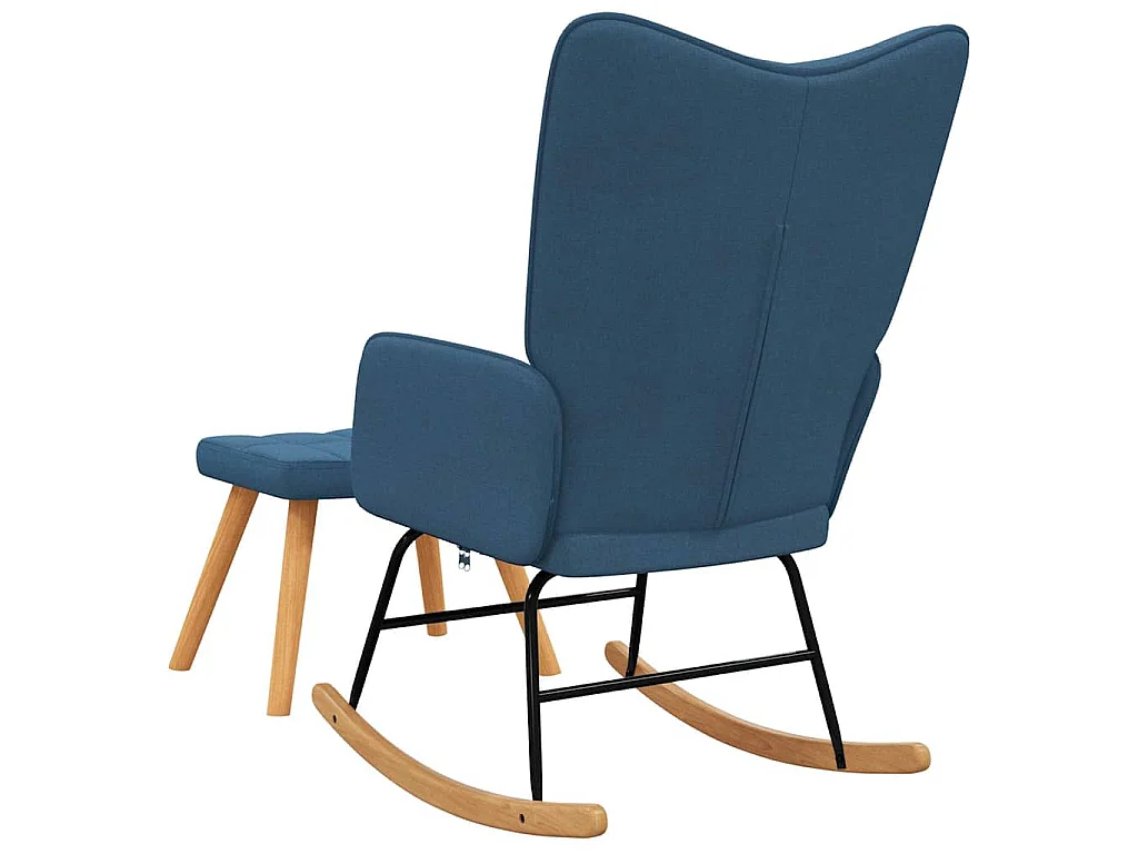 Chaise à bascule avec tabouret Bleu Tissu