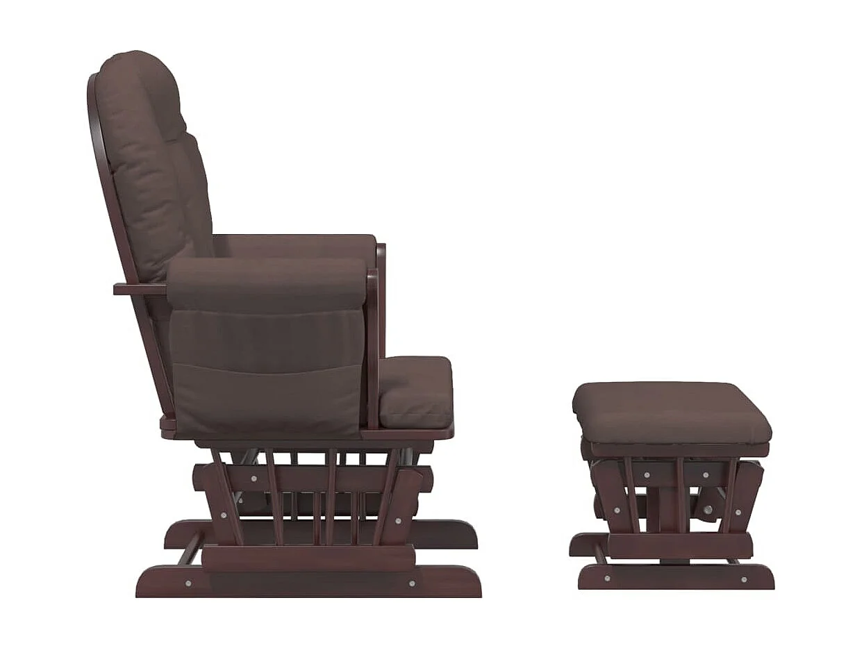 Schaukelsessel mit Hocker Gleitend Braun Stoff