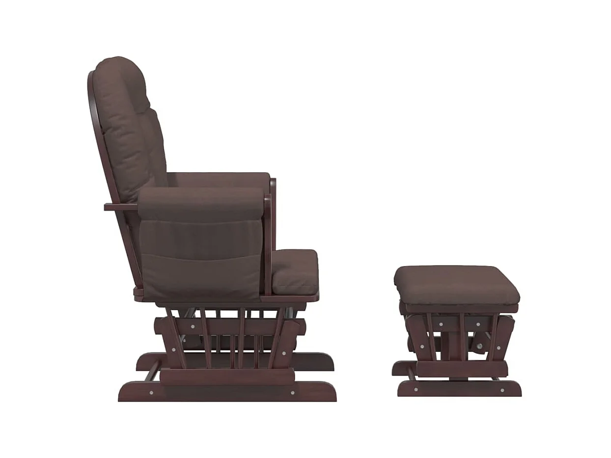 Chaise berçante avec repose-pied Marron Tissu