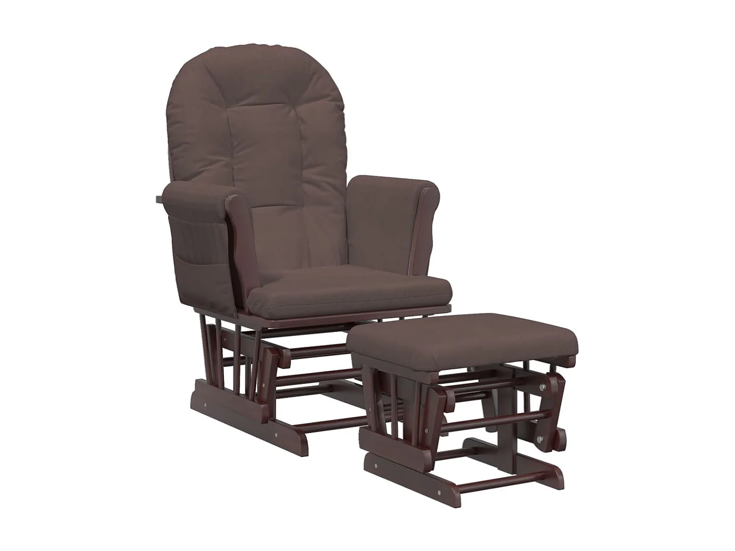Schaukelsessel mit Hocker Gleitend Braun Stoff