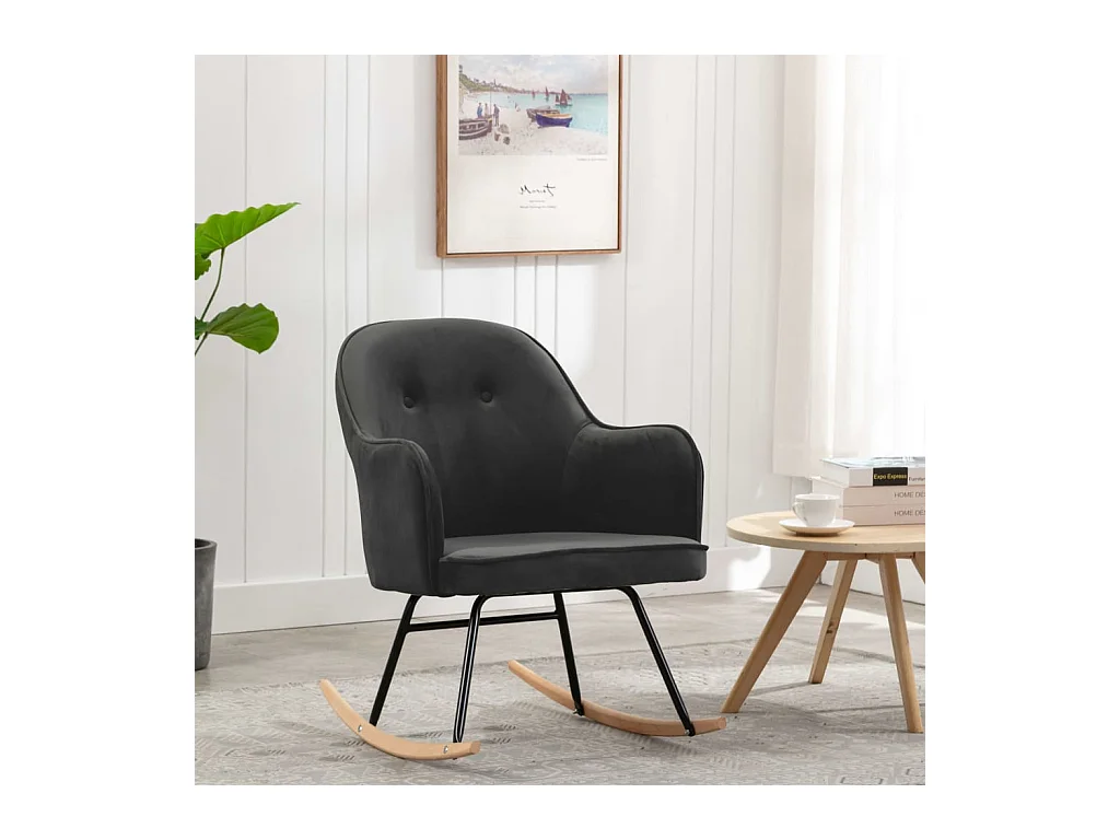 Chaise à bascule Gris foncé Velours
