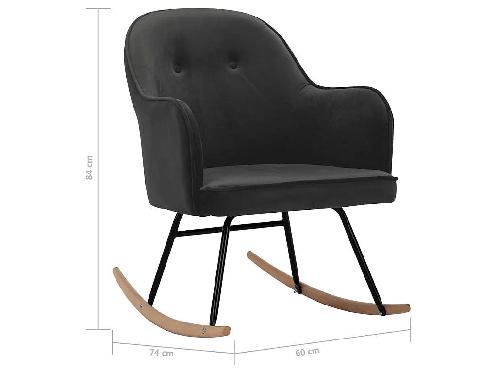 Cadeira de baloiço veludo cinzento-escuro